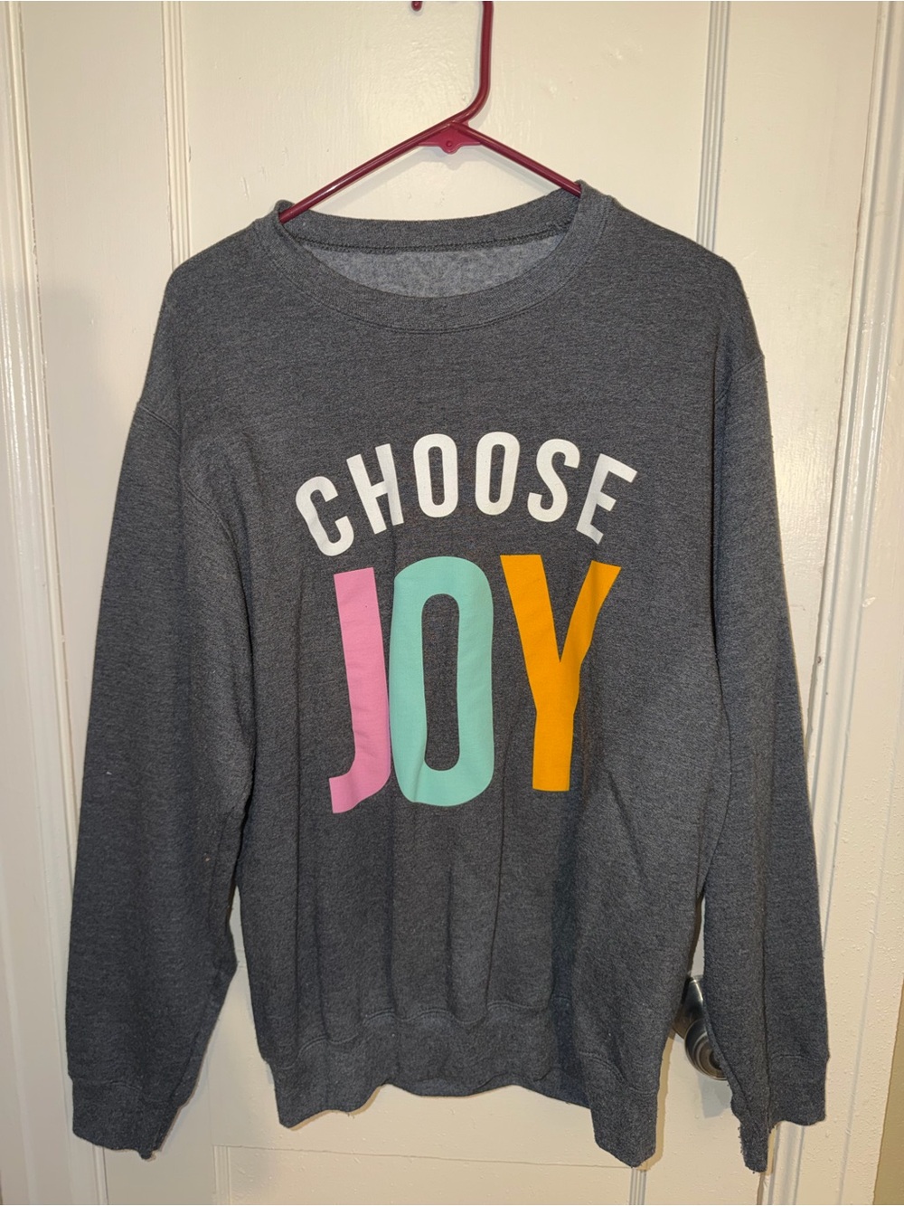 Women's Crewneck Sweatshirt - Choose Joy Graphic (Dark Gray). Like new. M/L